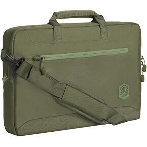 STM Eco Brief Laptop Case- Fits Up to a 16" Laptop, Made of 100% Recycled Fabrics, Includes a Removable Shoulder Strap, Luggage Pass-Through and Organized Pockets- Olive Green