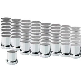 United Pacific 10772CB 33mm X 2" Chrome Plastic Flat Top Nut Covers With Flange - Push-On (Color Box of 60)