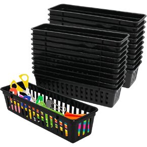24 Pcs Classroom Storage Baskets Bins Baskets, Plastic Pencil or Rubber Organizer Basket Trays for Home School Classroom Office