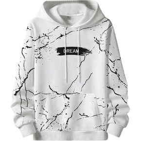 Verdusa Men's Letter Graphic Drawstring Hoodie Pocket Front Long Sleeve Sweatshirts