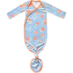 Copper Pearl Baby Gown - Knotted Newborn Sleepers for Baby Boy and Girl, Soft Stretchy Long Sleeve Infant Gowns with Bottom Tie and Hand Mittens, Perfect Hospital Coming Home Outfit (Strawberry)