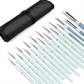 Golden Maple Model Paint Brushes Dry Brush - 18PC Large Dry Brush Set with Miniature Detail Paint Brush Set 3/0 5/0 10/0 for Effortless Miniature Painting, Scale Model, Citadel, 40k