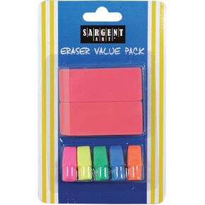Sargent Art 36-1014 Combo Pack with 2 Pink Erasers and 5 Cap Erasers