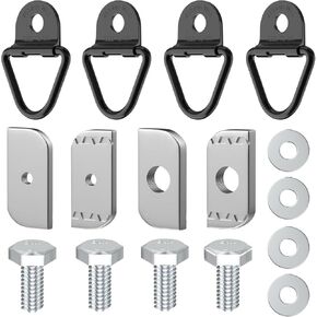 Cargo D-Rings Tie Down Mount Kit, Truck Bed Rail Bolts Nuts Flat Washer Steel Bolt On Trailer Anchor Trailer Suitable for Nissan Frontier Titan W/Utili Track Bed Rail System & Warehouses - Set of 4