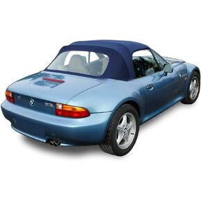 سطح ناعم قابل للتحويل متوافق مع سيارة BMW Z3 E36 1996-2002 Roadster، سقف قابل للتحويل مع نافذة بلاستيكية، قماش قطني طويل (أزرق)