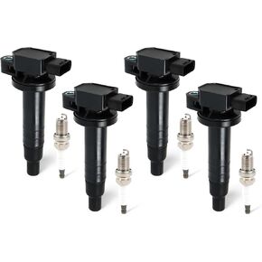 4PCS UF-316 Ignition Coils Pack & BKR5EGP Iridium Spark Plugs Compatible with Toyota Echo Prius Yaris Scion xB 1.5L L4 Replace#C1304, 5C1293, E346