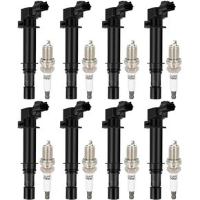 ECCPP UF270 8 ignition coils with 8 iridium Spark Plugs for Dodge for Jeep for Mitsubishi Liberty Grand Cherokee for Raider Com for MANder Nitro Durango Dakota 3.7L V6 UF270 5C1114 C1231