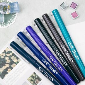 Guangna 6-pack art brush tip pens, water-based note pen set, suitable for beginners calligraphy and letter art creation-‘Hui Mou’