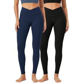 ODODOS 2 Pack Buttery Soft Cross Waist Leggings for Women, ODCLOUD 25" / 28" Crossover Lounge Yoga Pants