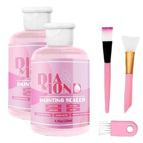 Diamond Painting Sealer Glue Kit 2 Pack 8OZ with Silicone Brush, Diamond Art Sealer Clear Finish High Gloss Permanent Hold & Shine Effect Puzzle Glue Clear Diamond Art Kits for Adults