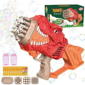 Dinosaur Bubble Gun with Bubble Solution, Bubbles Machine for Kids, Toys for Boy Ages 2-4 5-7, Outdoor Toys for Toddlers 3-5, Birthday Gifts for 3 4 5 6 7 8 Year Old Kids Boys
