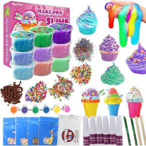 DIY Ice Cream Slime Making Kit for Kids Girls Boys - Ideal Gift for Girls 6-12 Year Old, Make Your Own Slime Kit with Soft&Butter Slime Fluffy Slime