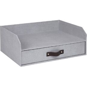 Bigso Walter Letter Tray | Paper Tray Organizer for A4 or Letter Size Documents with Full-Width Storage Drawer | Horizontal Letter Tray with Stable Rubber Feet for Desks | 13.1" x 10" x 5.2" | Gray