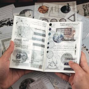 Dizdkizd Washi Stickers Book for Journaling, Vintage Scrapbook Ephemera with 180pcs Film Stickers and 20 Adhesive Scrapbooking Papers, Junk Journaling Supplies