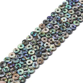 10mm Natural Abalone Shell Hollow Circle Flat Round Ring-Shape Donut Beads Strand 16 Inch for Jewelry Making