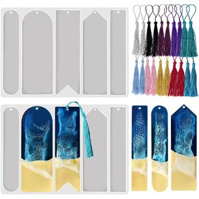 RESINWORLD 2 Pack Bookmark Resin Mold with Tassels, Wide Arch Rectangle Bookmark Mold for Resin Casting