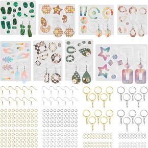 RESIN GO Resin Earring Molds, 328 PCs UV Resin Jewelry Molds Kit with Holes, Epoxy Resin Variety Shapes Keychain Pendant Necklace Bundle Complete Set Clearance, Silicone Molds for Kids Girls Female