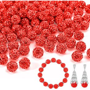100pcs 10mm Rhinestone Beads for Jewelry Making,Full of Diamonds Round Disco Beads Bulk,Clay Bead for Crafting,Rhinestone Clay Beads for DIY Baseball Necklace Bracelet Holiday Decorations(White)