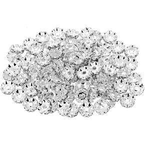 100 Pcs 12mm Rhinestone Spacer Beads for Jewelry Making for Pens Rondelle Spaced Beads Silver White Beadable Pens Beads Round Crystal Charms for DIY Bracelet Necklace Jewelry Making Supplies