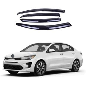 ZH Window Rain Guards Compatible with Kia Rio Sedan 2018 2019 2020 2021 2022 2023-2mm Thick Tape-On Premium Wind Deflectors for Front and Rear Windows, Durable & Sleek Design, Set of 4