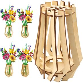 Vase for Lego Flowers - Wooden Flower Vase for Lego Flower Bouquet Building Set - Display Stand for Lego Roses Cherry Blossom Sunflower Tulips Daffodils Lotus - Gift for Lego Flower Lovers