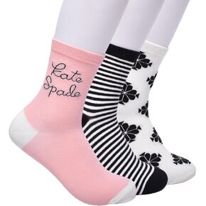 kate spade new york Women's 3-Pack Logo Shortie Crew Socks, Soft & Comfortable