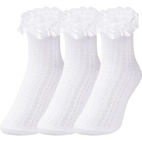 Women Lace Socks Ruffle Frilly Socks Cotton Socks Cute Socks Lolita for Ladies Gril
