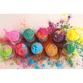 Holi Color Powder 10 Pack Plus 1 Bonus Pack. Total 11 Pack of 70 Grams Each. Premium Colors- Red, Yellow, Blue, Green, Orange, Purple, Pink, Fuscia, Lime, Teal by CrazeeColors®