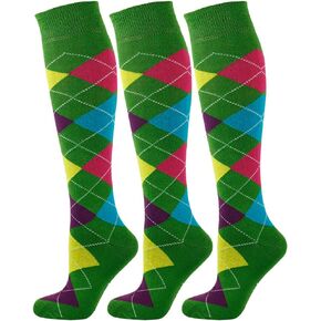 Mysocks Unisex 3 Pairs Knee High Socsk Argyle