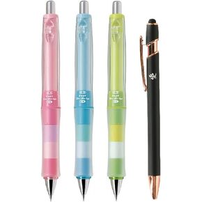 Mechanical Pencil Dr. Grip CL Play Border Assorted Color Body 3 Packs With Kanji LOVE Sticker, Floral pink, Aqua blue, Glass green, 0.55 x 5.59 x 0.55 in (HDGCL50R)