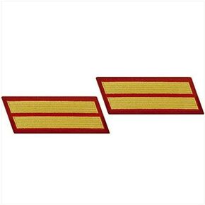 Marine Corps Service Stripe: Male - gold embroidered on red, set of 2