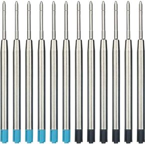 Onwon 30 Pieces Replaceable Ballpoint Pen Refills 1.0mm Medium Point Metal Refill Smooth Writing Ball Point Pen Refills Black & Blue Ink