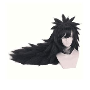 Man's Long Black Cosplay Wig Halloween Costume Wig style show as pic