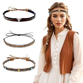 DOCILA Cowboy Hat Bands Women Men, Western Rhinestone Beaded Hat Belts, Country Detachable Panama Fedora Cowgirl Hats Strap, Sombrero Vaquero Rodeo Headbands