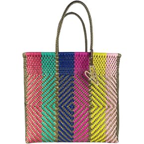 MARIA VICTORIA Handwoven Plastic Mexican Tote Bag Large For Women