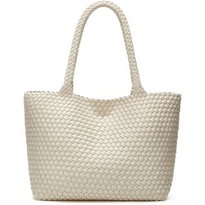 Woven Bags for Women Tote Purse: Vegan Leather Shoulder Handbags - Large Beach Tote - Travel Totes Handwoven Satchel