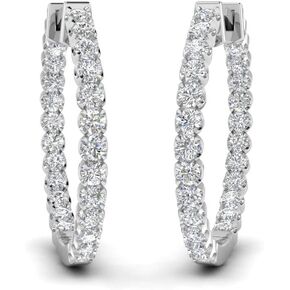 1/2 Carat LAB GROWN Round Cut Diamond U Prong Classic Hoop Earrings 10K/14K Gold LAB CREATED Diamond Inside Out Huggie Earrings For Women (0.50Ctw, F-H Color, SI1-SI2 Clarity)