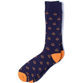 Men's Hipster Legal Scales of Justice Lawyer Crew Dress Socks (Blue & Orange)