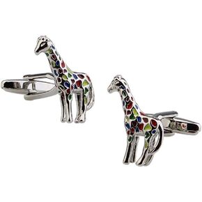 MRCUFF Giraffe Rainbow Colors Pair Cufflinks in a Presentation Gift Box & Polishing Cloth