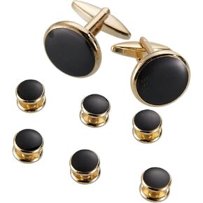 Men's Cufflinks and Studs Sets,Tuxedo Shirt Cufflinks and Studs Set formen. for Business Dinners, Parties, Anniversaries, Weddings, Birthday Gifts, Black gift boxes