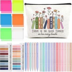 Book Lover Annotation Kit - Aesthetic Tabs Annotating Highlighter Sticky Index Tabs Transparent Clear Sticky Notes Gel Pen Gift for Book Lover Teacher Aesthetic Useful Study Supplies and Office