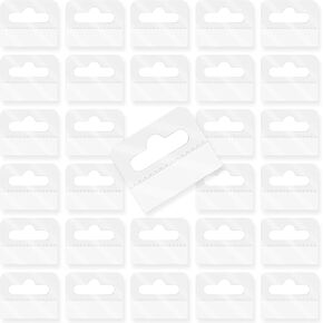 300 Pcs Clear Self Adhesive Folding Hang Tabs, MaehSab Plastic Retail Display Tags with slot hole, Clear Sticky Hanging Tabs, for Store Retail Small Sale Items Display (1.6x1.2 Inch)