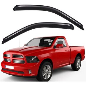 Lightronic WV192002 in-Channel Side Window Deflectors & Visors Rain Guards, Dark Smoke, 2-Pieces Set, Fits 2009-2018 Dodge Ram 1500, 2010-2024 Ram 2500/3500, 2019-2023 Ram 1500 Classic, Regular Cab