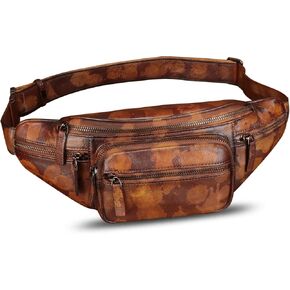 Genuine Leather Fanny Pack for Women and Men Vintage Handmade Leather Waist Bag Sling Bag Sling Backpack Purse Crossbody Bag (Multicolor)