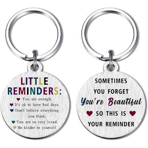 Mataly Friend Gifts for Women Keychain - Little Reminders, YOU ARE ENOUGH Keychain - Sometimes You Forget You're Beautiful, Birthday Gifts for Friend