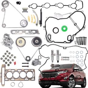 CAREONLINE HS26517PT 2.4L Timing Chain Kit Water Pump, Head Gasket with VCT Solenoid Actuator Gear Compatible with 2009-2017 Chev-y Equinox Malibu GMC Terrain Buic-k Lacrosse Regal Verano 2.0L Ecotec