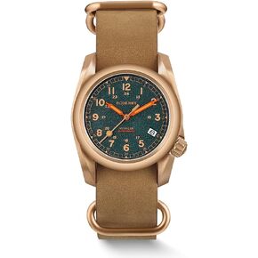 BODERRY Men's Watch Bronze Automatic Field Watch 40mm Military Watch Date Function 100M Waterproof with Genuine Leather Strap Japanese Mechanical Movement & Screw Down Crown—Voyager