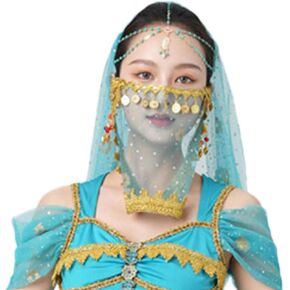 Wuchieal Women's Belly Dance Tribal Face Veil With Halloween Costume Accessory Cosplay Veil in Kuwait