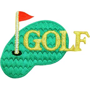 Golf Green with Red Flag, Golfing, Embroidered, Iron on Patch