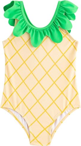 LIZENS Girls One Piece Swimwear 2-12years Ruffle Trim Pineapple Cute Tropical Fruit Beach Bathing Suit for Kids Swimsuit in Kuwait